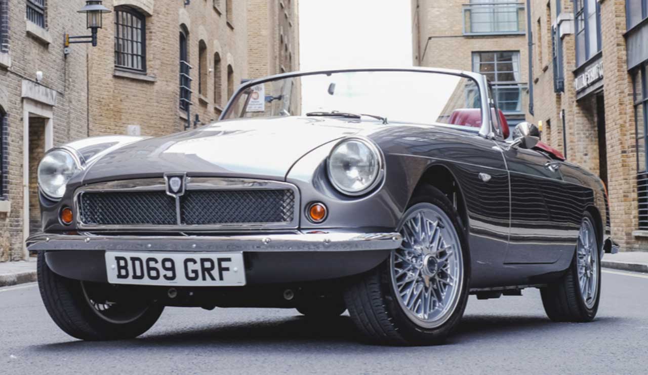 This classic British MGB is paired with a modern electric powertrain