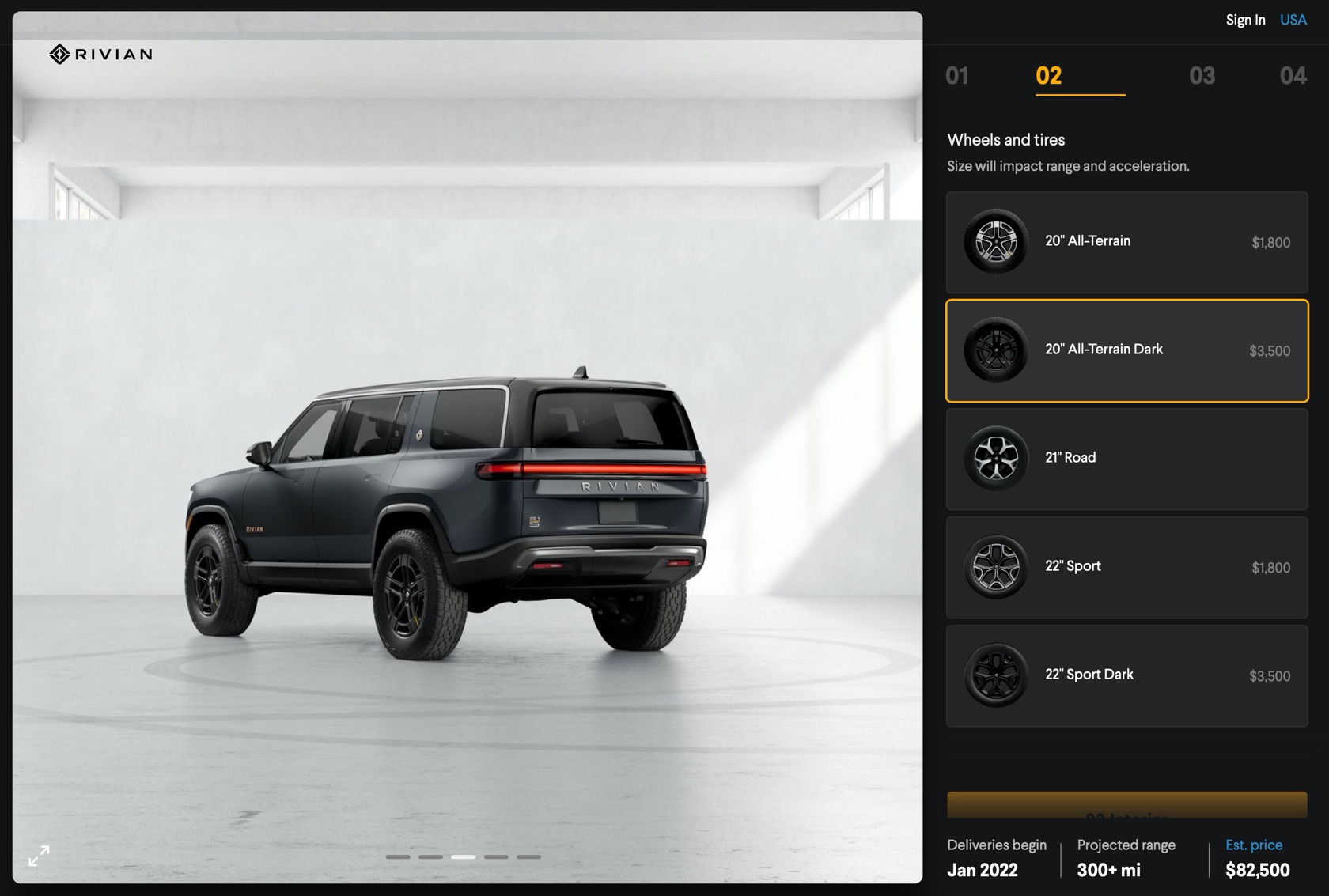 Rivian configurator details R1T and R1S – EV colors, wheels and