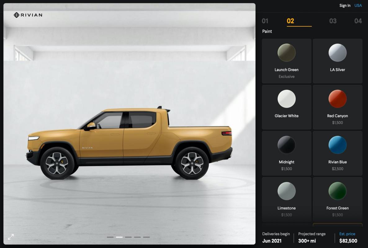 Rivian configurator details R1T and R1S – EV colors, wheels and ...