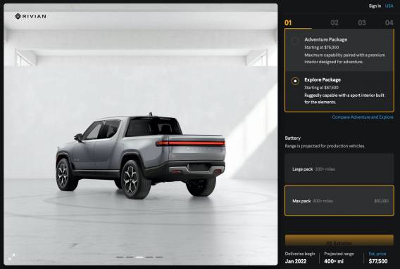 Rivian configurator details R1T and R1S – EV colors, wheels and