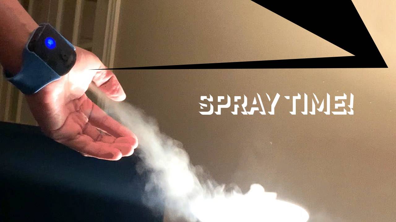 SprayCare Band is a hand sanitizer blaster