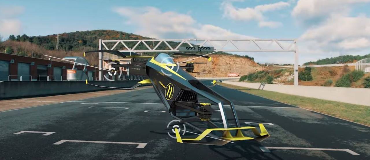 Carcopter is a hydrogen-powered F1 flying racing car