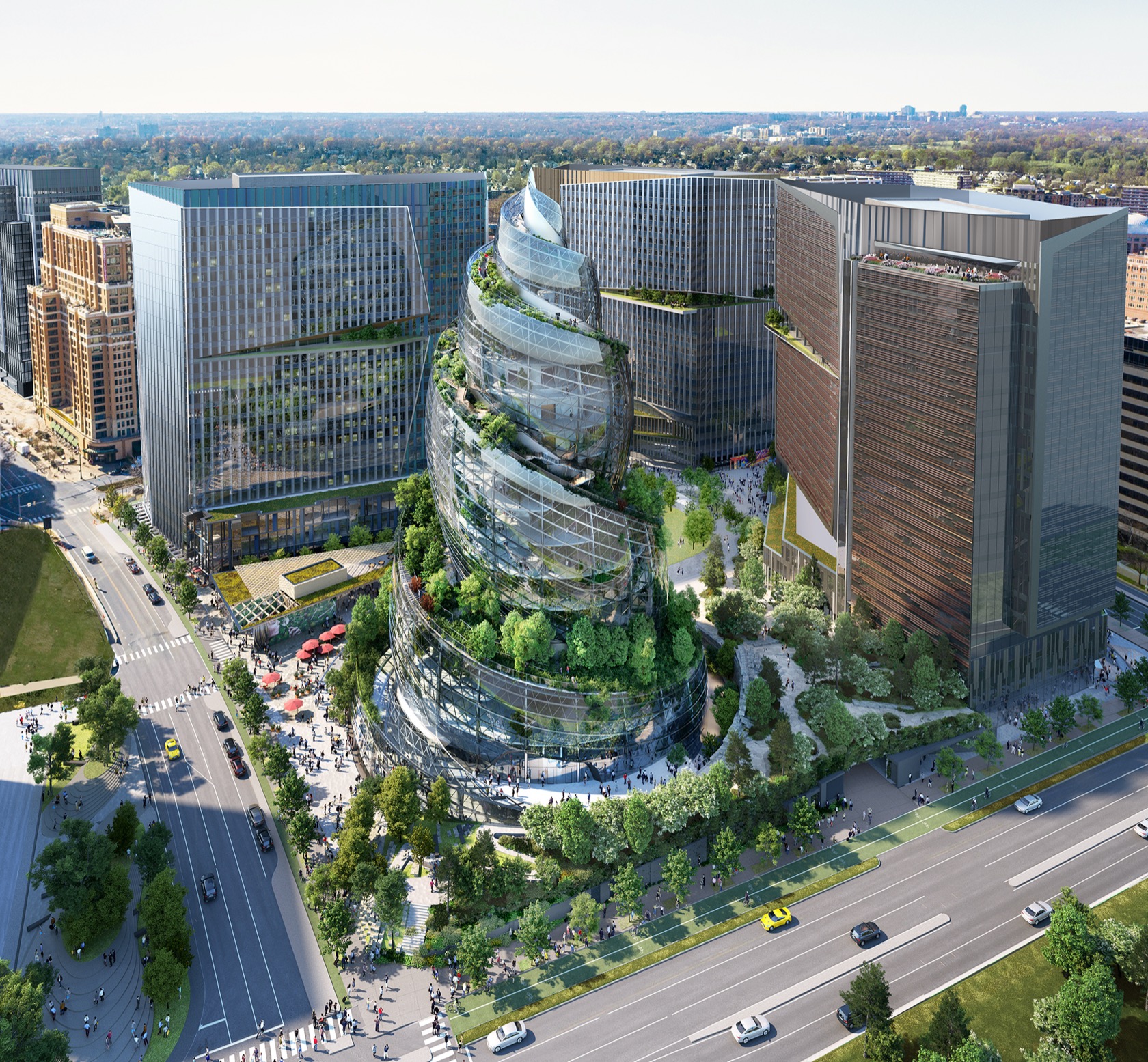 Amazon Hq2 S The Helix Revealed Shocking Spiral Park Meets Simcity Arcology Slashgear Amazon Hq2 S The Helix Revealed Shocking Spiral Park Meets Simcity Arcology Slashgear