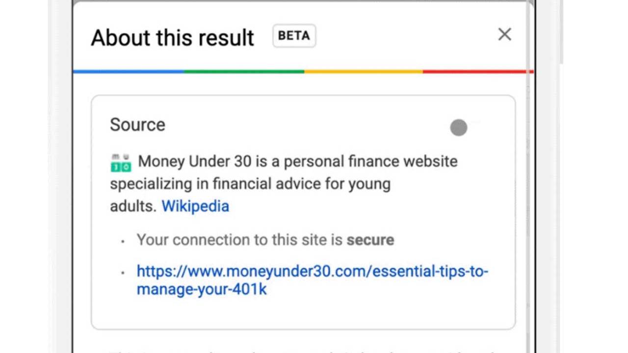 Google search results added with more info about the site