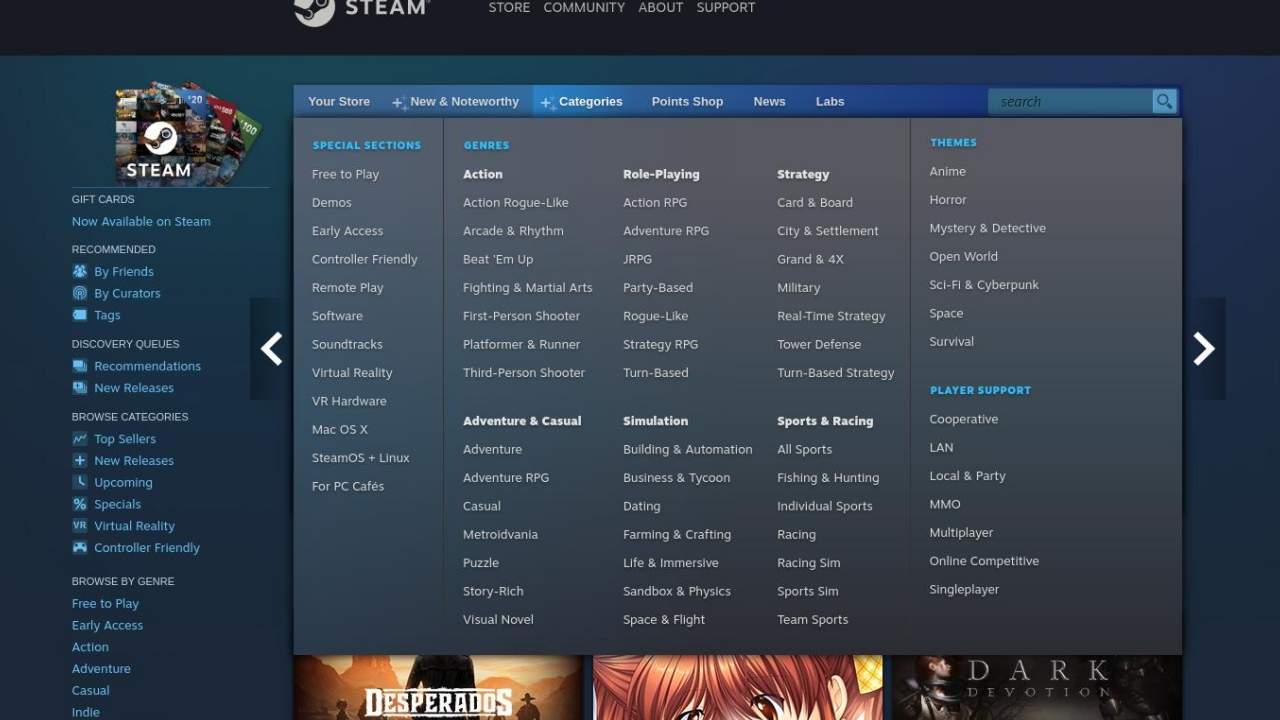 Steam rolls out Categories to make browsing games less daunting