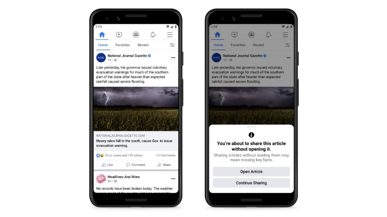 Facebook really wants you to read articles before sharing them