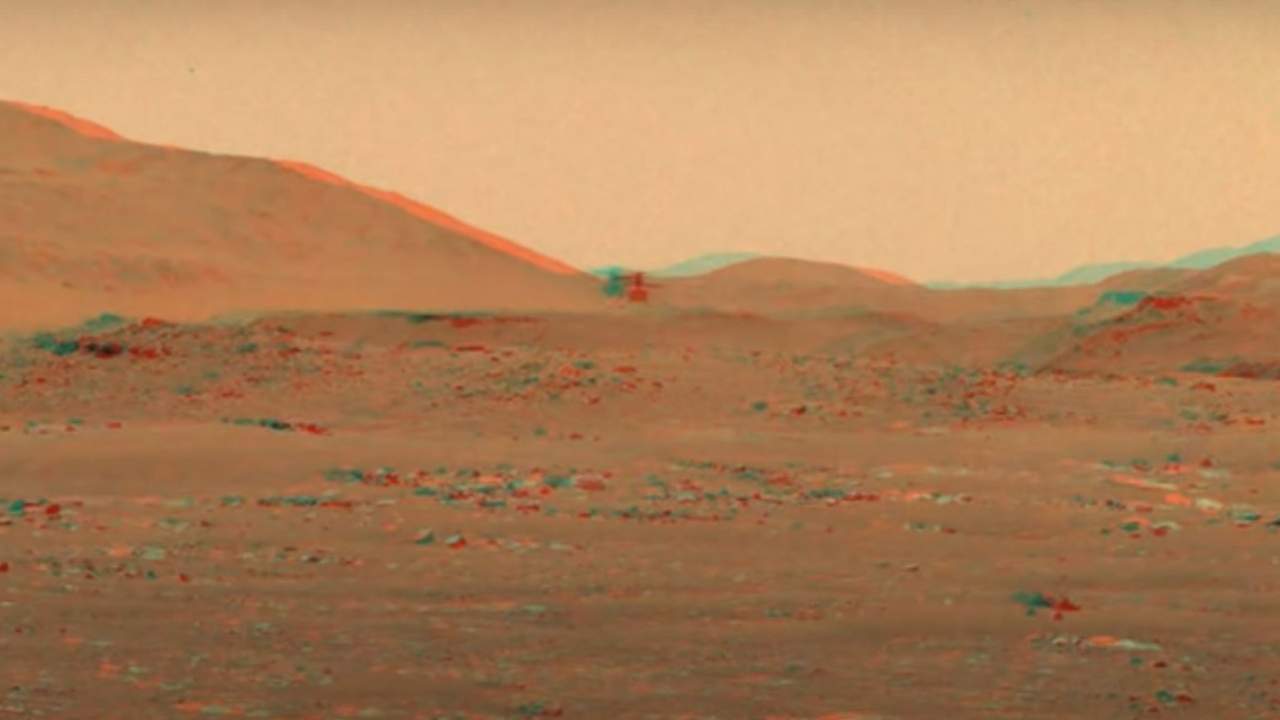 Watch NASA’s Ingenuity helicopter fly on Mars using old school 3D glasses