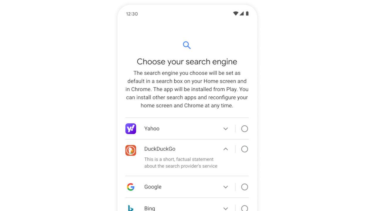 Google Search Choice Screen to be free for rival search engines