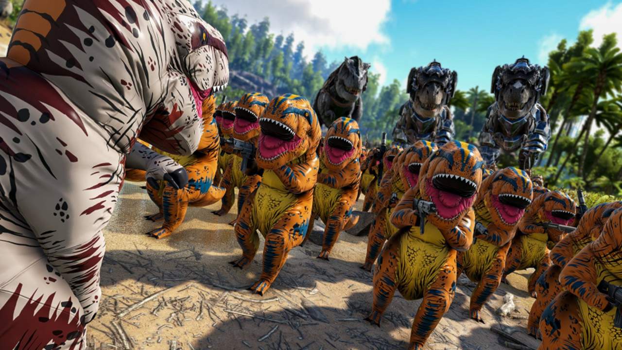Ark Survival Evolved Just Jumped The Shark With Inflatable T Rex Costumes Slashgear