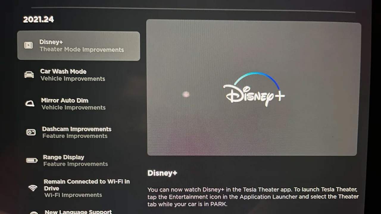 Tesla 2021.24 software update brings Disney+ streaming and more