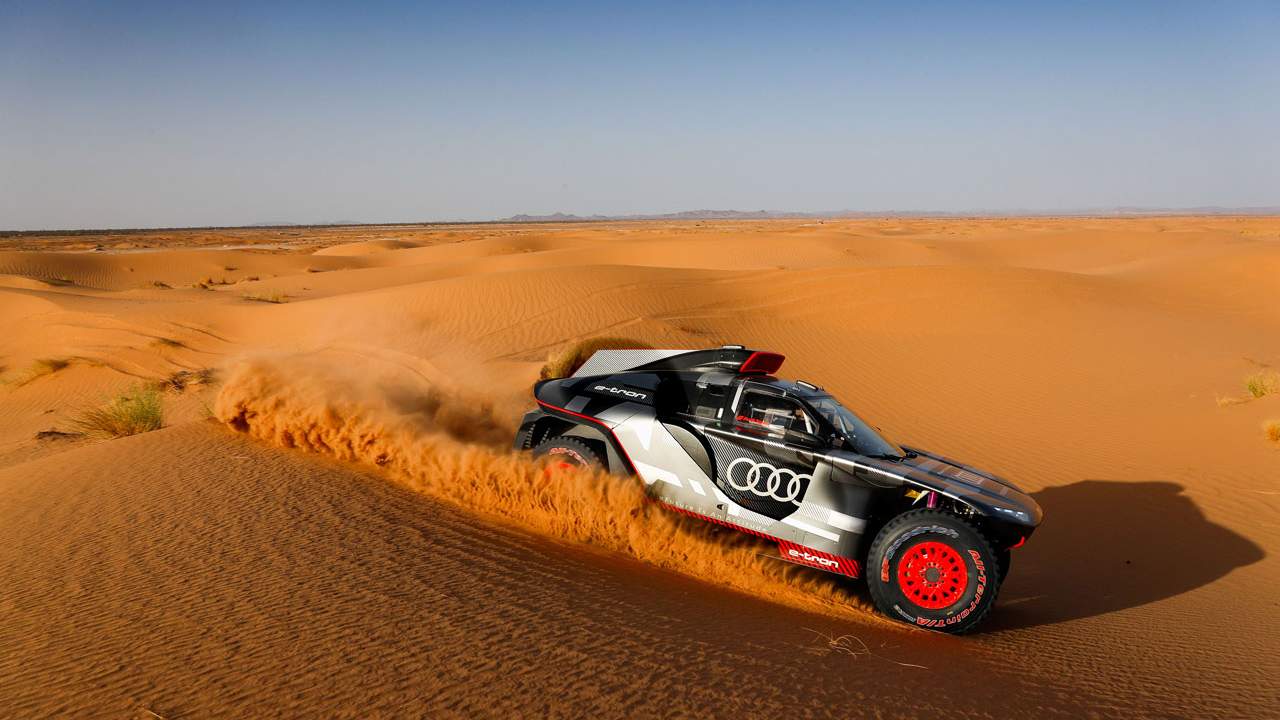 Audi spent two weeks testing its RS Q e-tron rally car in the desert