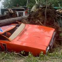 Iconic Dukes of Hazzard car smashed by tree during Hurricane Ida