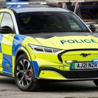 Ford Mustang Mach-E looks good done up as a British police car