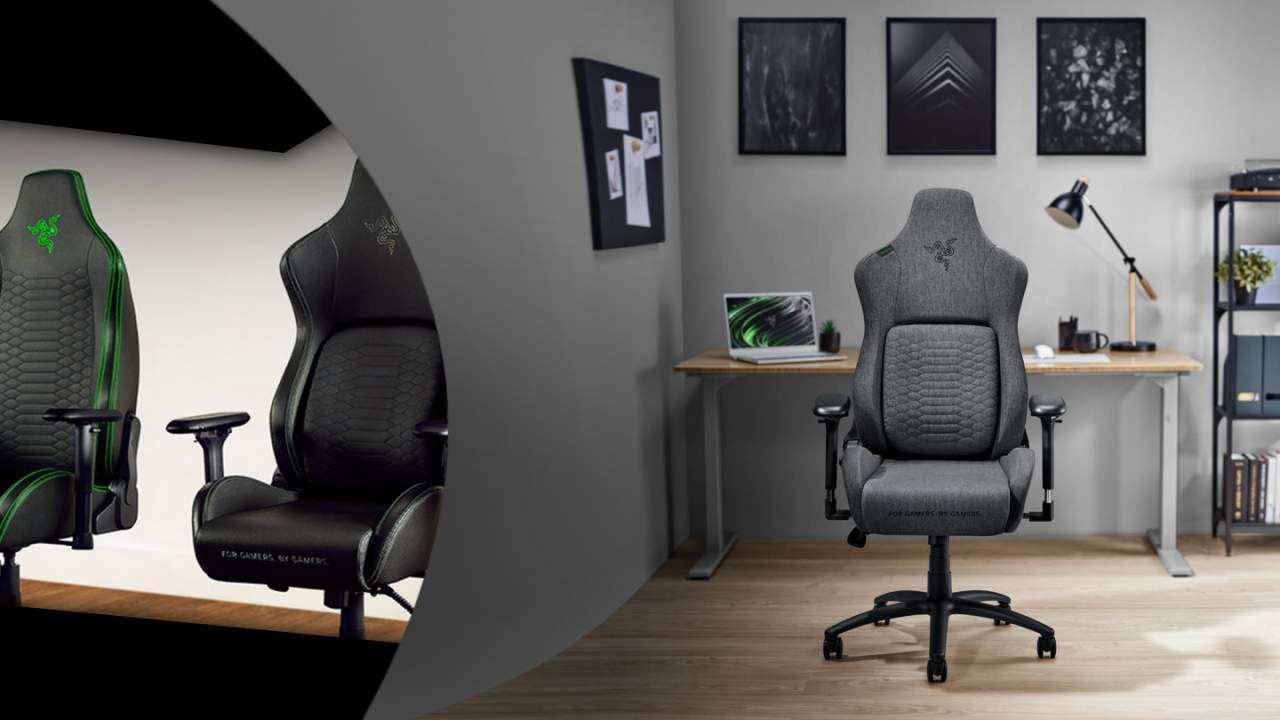Razer Iskur Dark Gray Fabric Gaming Chair With Built In Lumbar Support