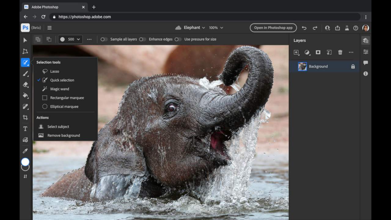 Photoshop on the Web is now available in beta with limited features
