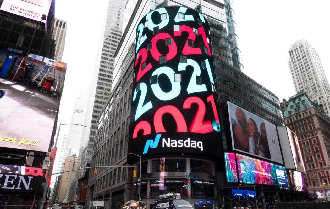 Times Square billboard with 2021