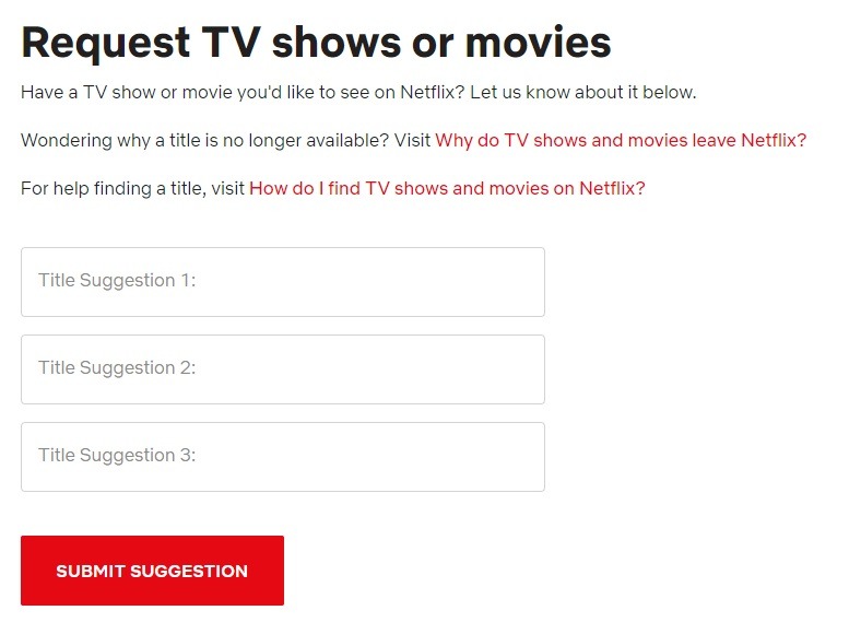 Netflix content request form