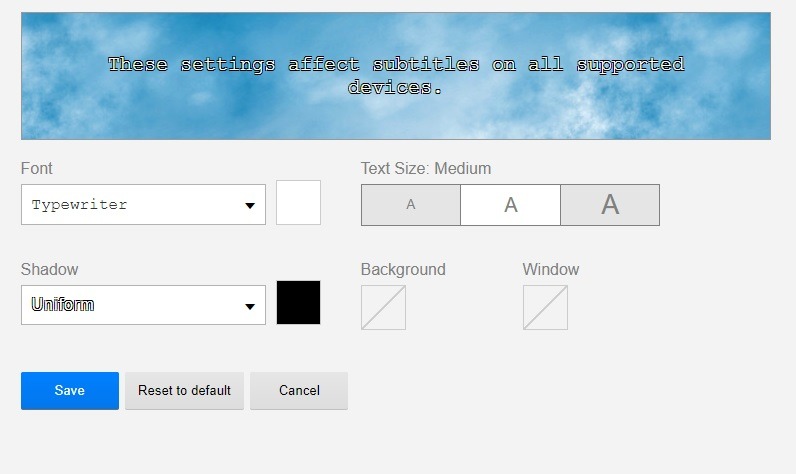 Netflix's subtitle preferences menu