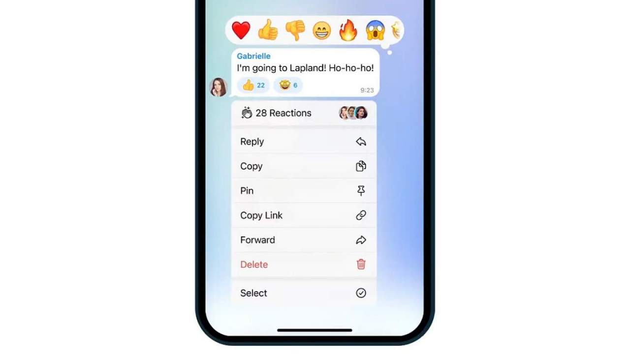 Telegram app screenshot with reactions