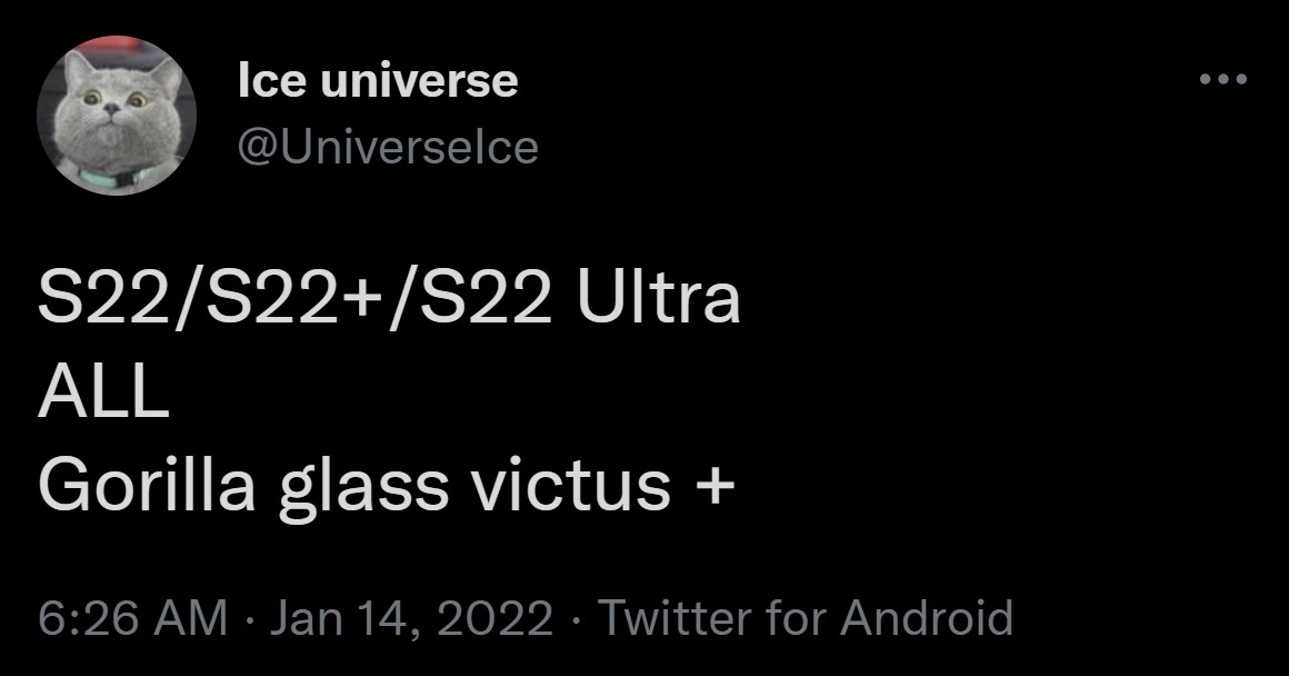 Tweet with S22 leak