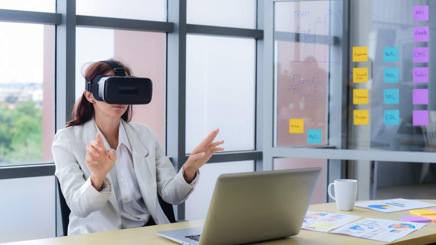 Woman wearing VR headset  